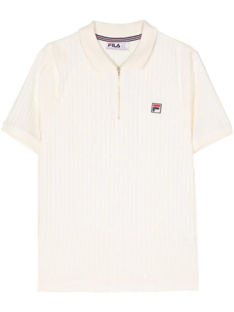 Fila ribbed cotton polo shirt - Neutrals Cover