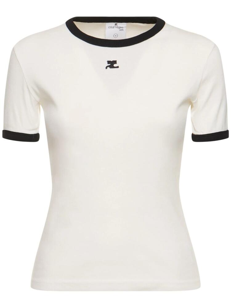 COURREGES Signature Contrast Cotton T-shirt Cover