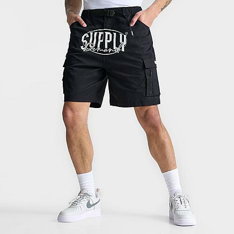 Supply And Demand Men's Lock Belted Cargo Shorts in Black/Black Cover