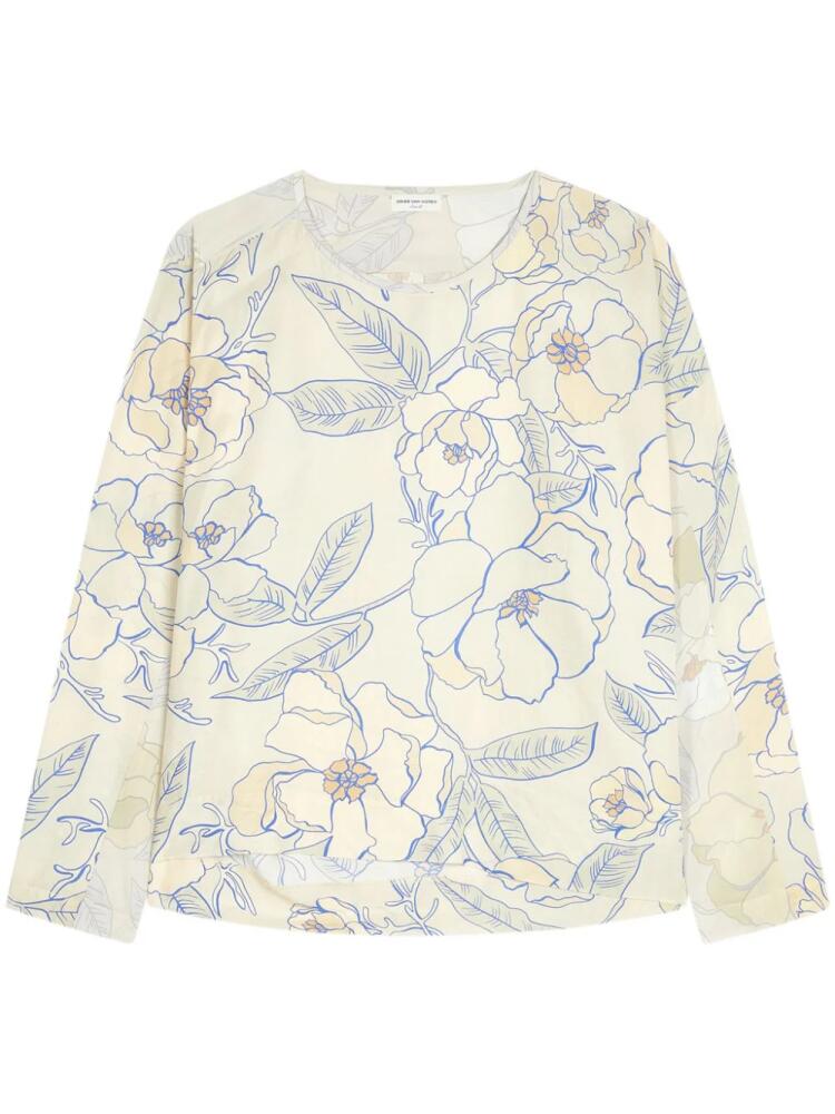 DRIES VAN NOTEN asymmetric floral-print blouse - Neutrals Cover