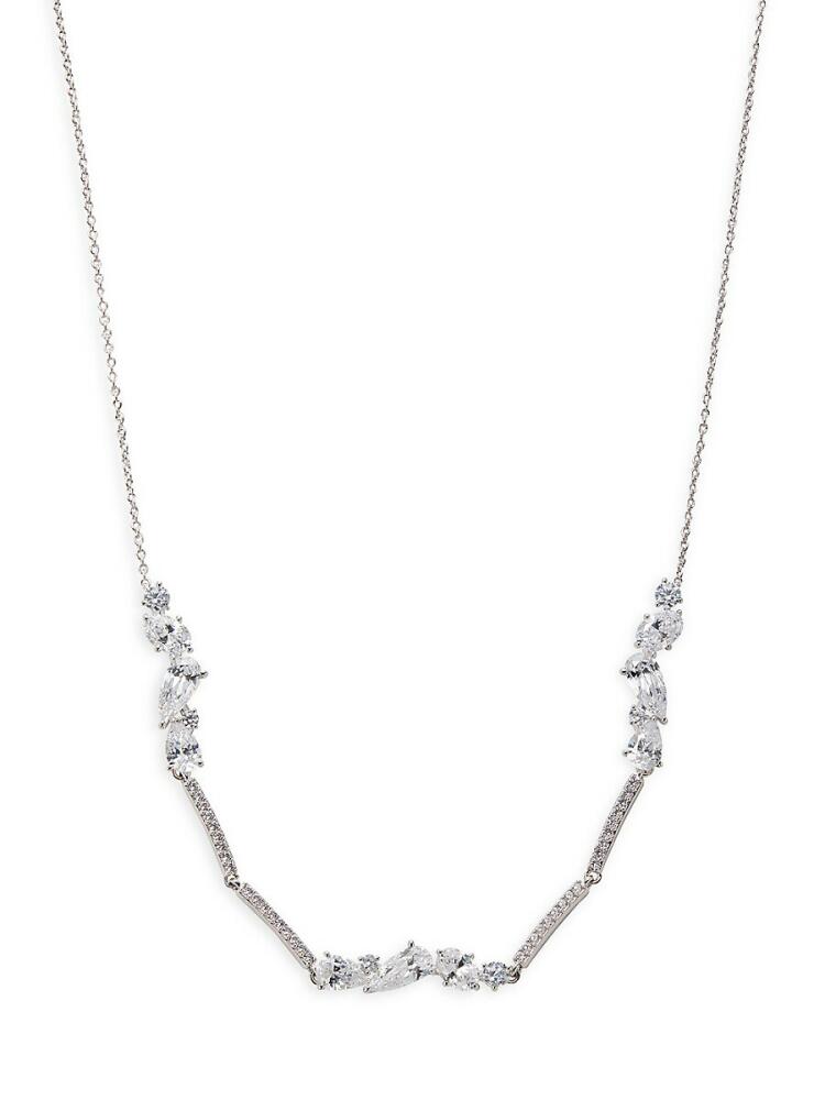 Adriana Orsini Women's Rhodium Plated & Cubic Zirconia Bar Necklace Cover