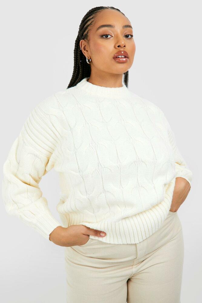 boohoo Womens Plus Soft Knit Chunky Sweater - White Cover