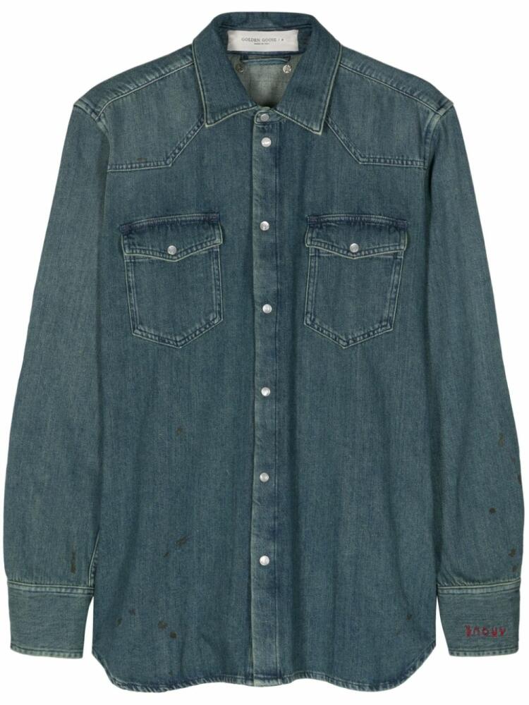 Golden Goose Axel star-appliqué denim shirt - Blue Cover