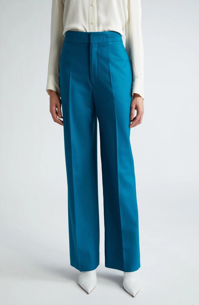 Victoria Beckham Waistband Detail Straight Leg Pants in Petroleum Cover