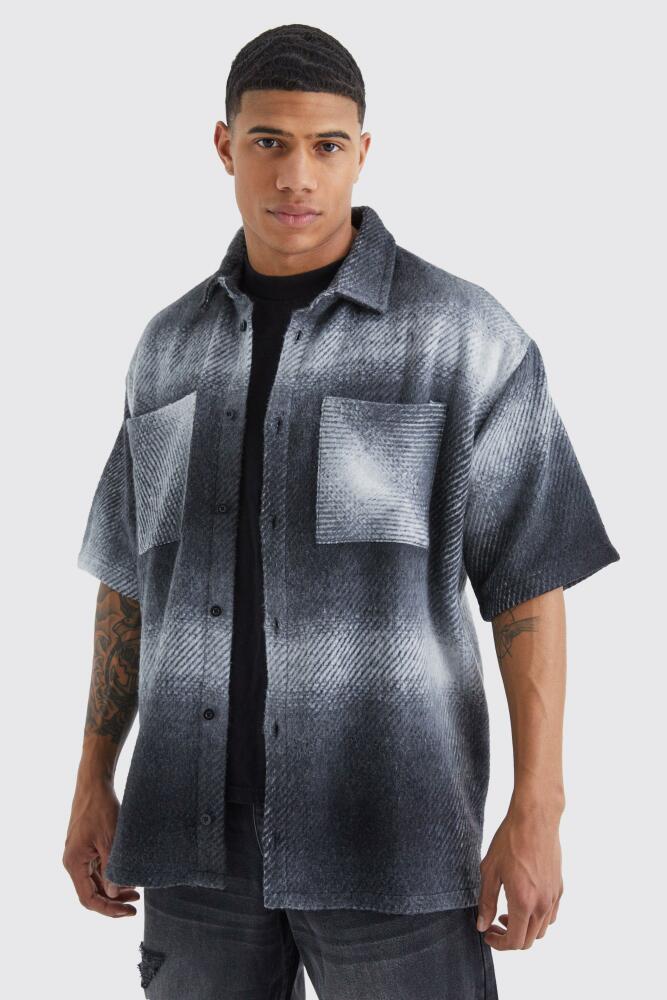 boohoo Mens Oversized Short Sleeve Fleece Flannel Shirt Jacket - Multi Cover