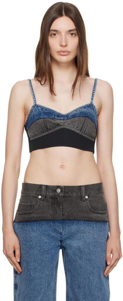 3.1 Phillip Lim Blue & Gray Paneled Denim Tank Top Cover