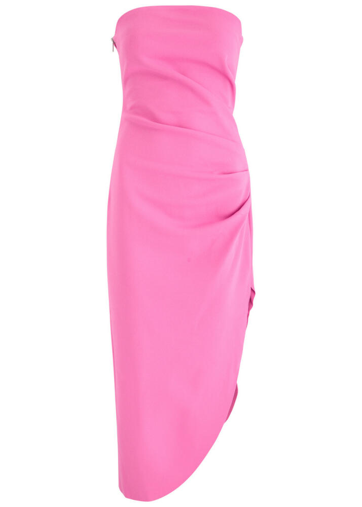 Misha Audrina Strapless Gathered Midi Dress - Pink Cover