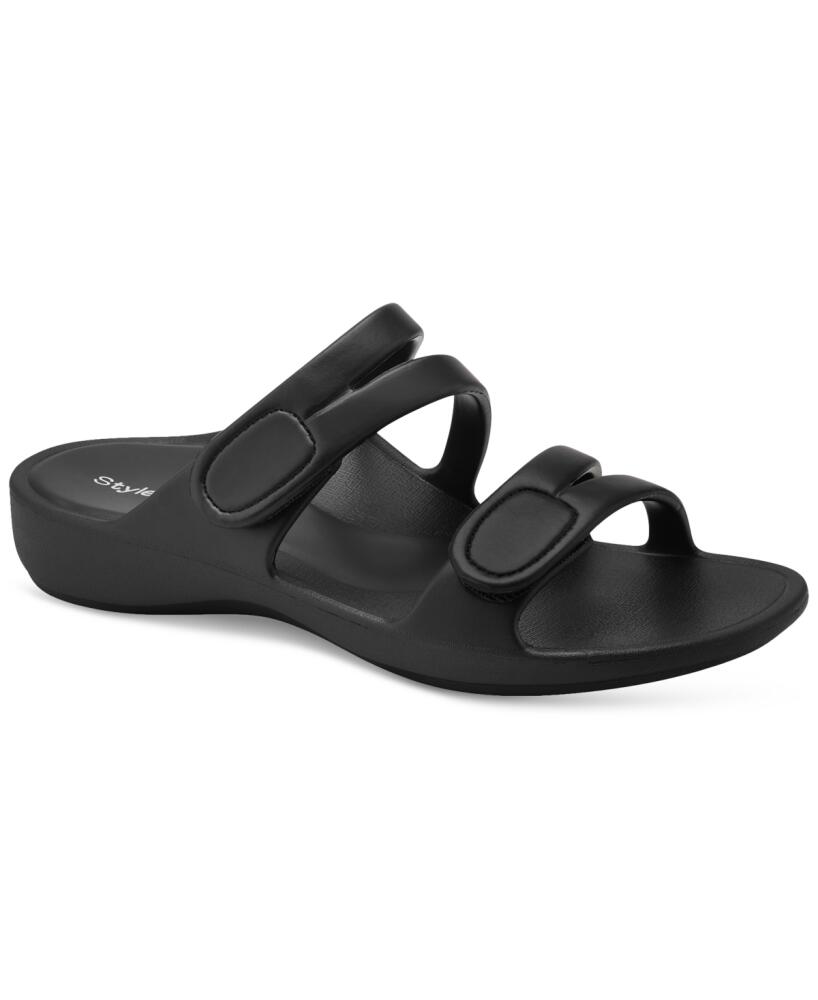 Style & Co Women's Jessaa Eva Double Band Flat Sandals, Created for Macy's - Black Cover