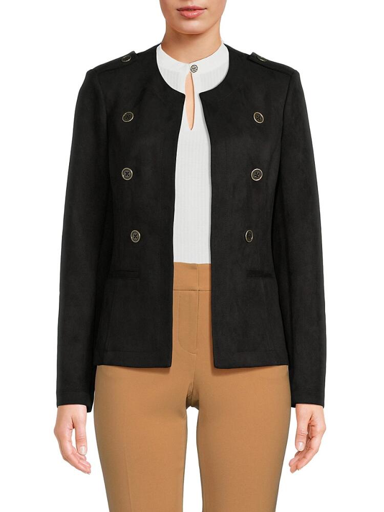 Tommy Hilfiger Women's Solid Collarless Blazer - Black Cover