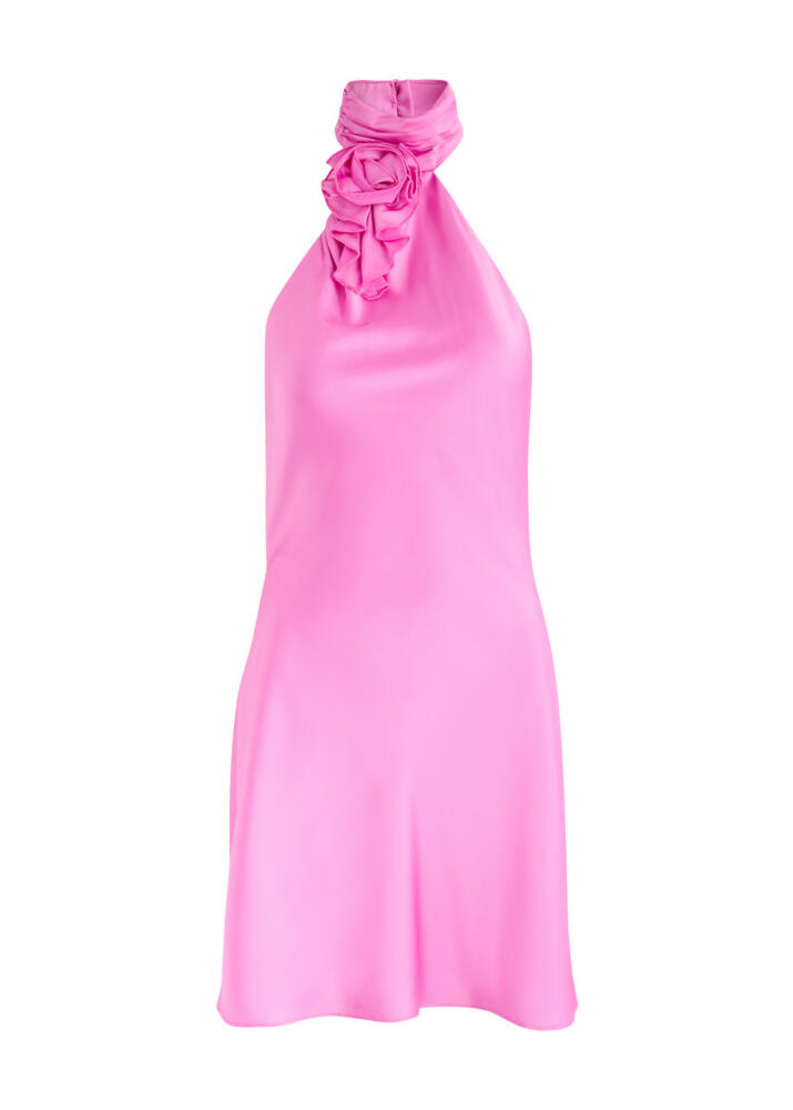 Misha Sterling Halterneck Satin Mini Dress - Pink Cover