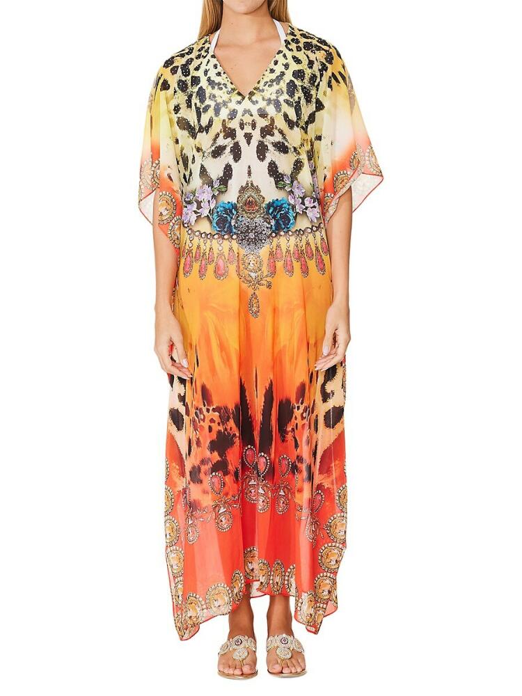 Ranee's Women's Mix Print Cover Up Kaftan - Orange Cover