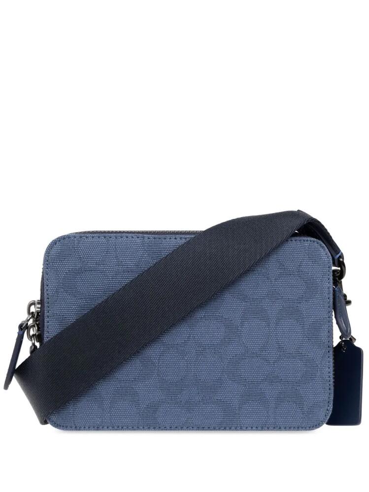 Coach logo-printed zipped messenger bag - Blue Cover