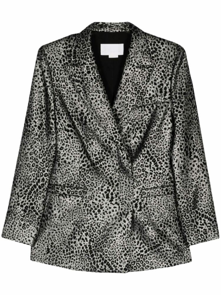 Genny animalier double-breasted blazer - Silver Cover