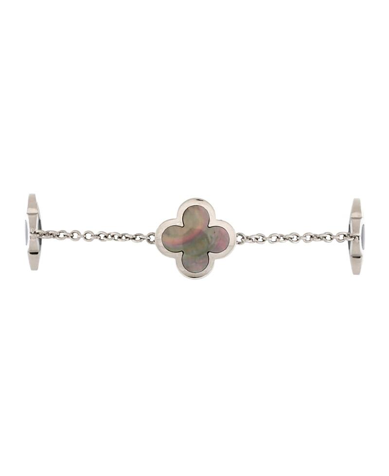 Pre-Owned Van Cleef & Arpels Pure Alhambra 4 Motifs Bracelet 18K White Gold and Mother of Pearl Cover