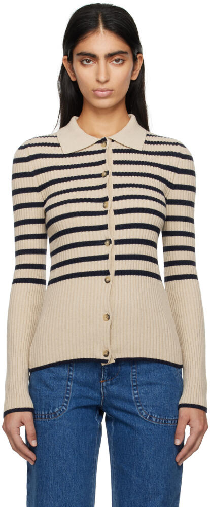 A.P.C. Navy & Beige Mallory Cardigan Cover