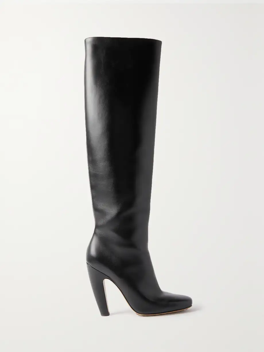 Bottega Veneta - Veneta Leather Knee Boots - Black Cover