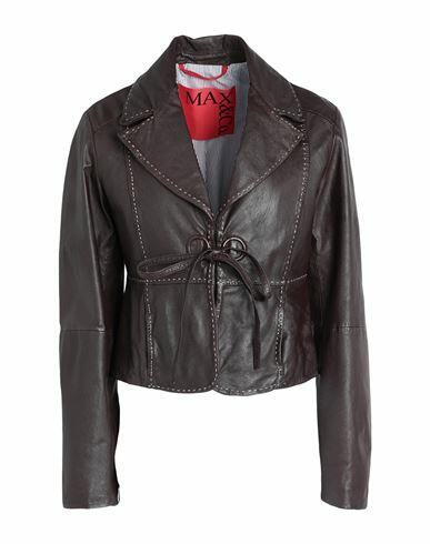 Max & co. Woman Blazer Dark brown Leather Cover