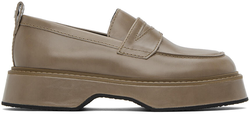 AMI Paris Taupe Square Toe Loafers Cover