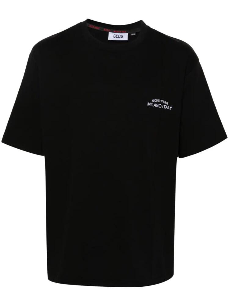 GCDS logo-embroidered cotton T-shirt - Black Cover