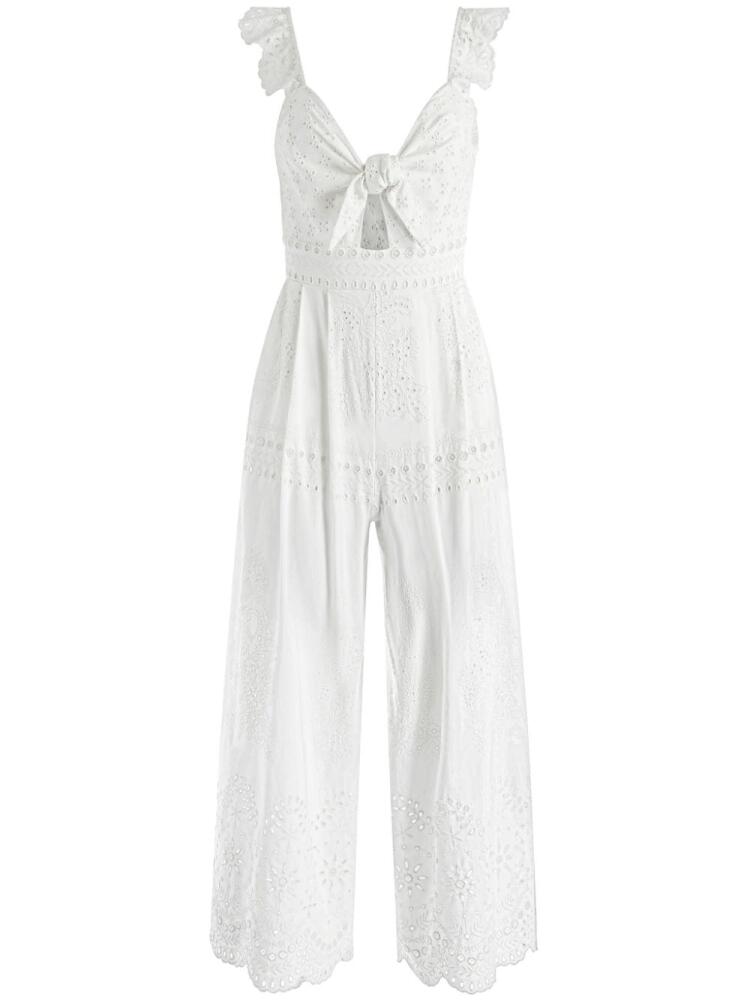 alice + olivia tie-front cut-out jumpsuit - White Cover