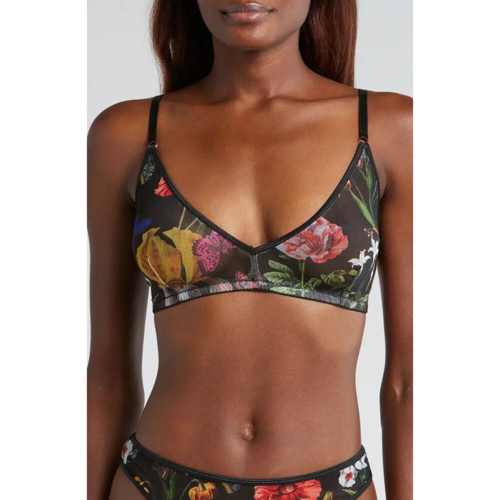 KILO BRAVA Floral Mesh Triangle Bralette in Botanical Garden Cover