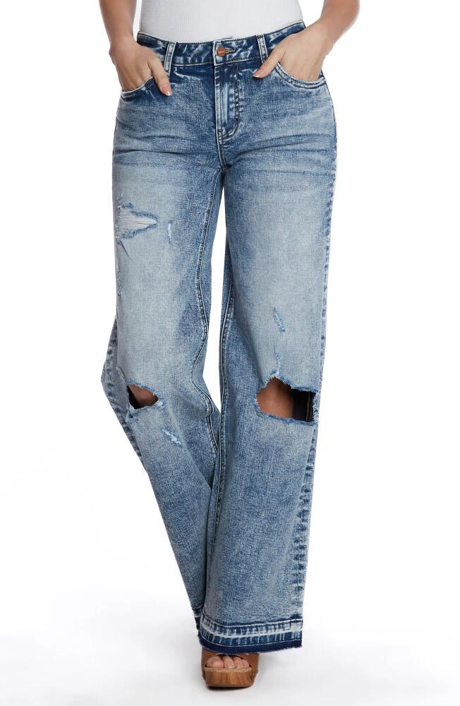 HINT OF BLU Deconstructed Wide Leg Jeans in Torn Blue Cover