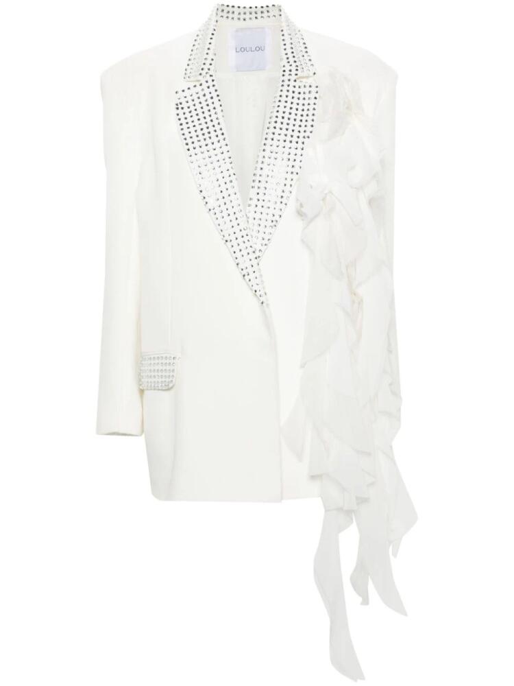 Loulou crystal-embellished ruffled blazer - White Cover