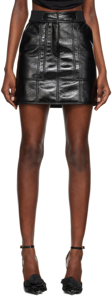 LVIR Black Paneled Faux-Leather Miniskirt Cover