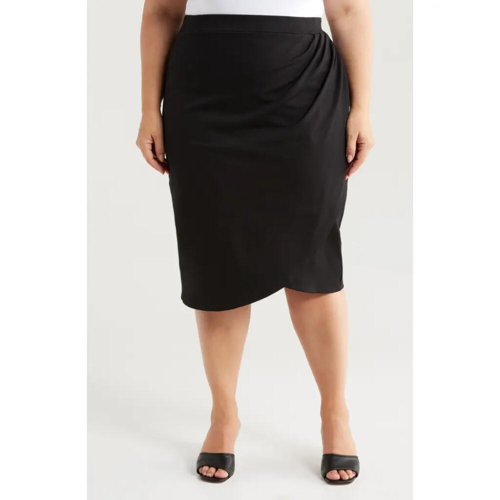 24seven Comfort Apparel Tulip Hem Wrap Skirt in Black Cover