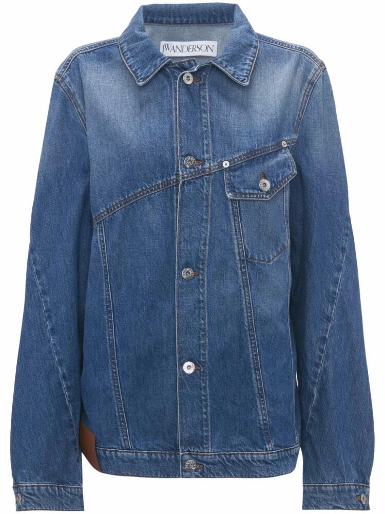 JW Anderson anchor-logo deconstructed denim jacket - Blue Cover