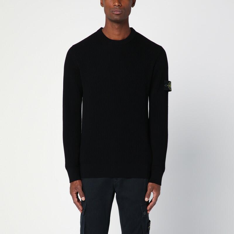 Stone Island Black ribbed sweater in wool Cover