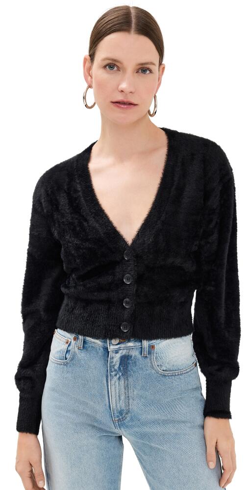 Good American Fuzzy Cardigan Black001 Cover