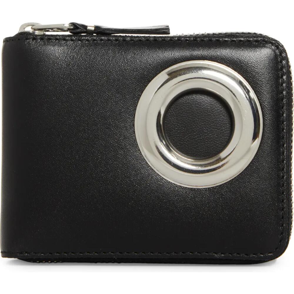 Comme des Garçons Wallets Small Eyelet Leather Half Zip Wallet in Black Cover