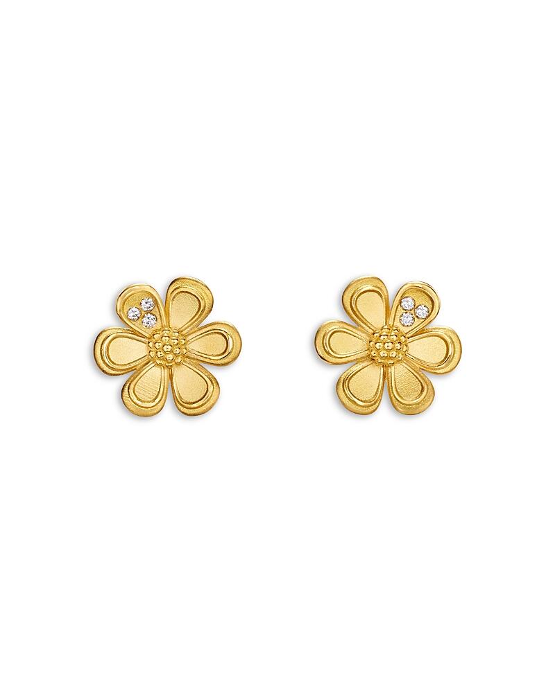 Temple St. Clair 18K Yellow Gold Diamond Flower Stud Earrings Cover