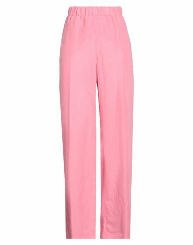 Silvian Heach Woman Pants Pink Viscose, Linen Cover