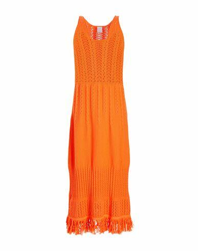 8 By Yoox Organic Cotton Fringed Maxi Dress Woman Midi dress Orange Organic cotton Cover