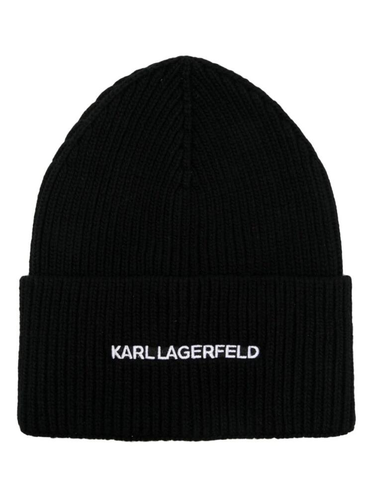 Karl Lagerfeld Essential logo-embroidered beanie - Black Cover