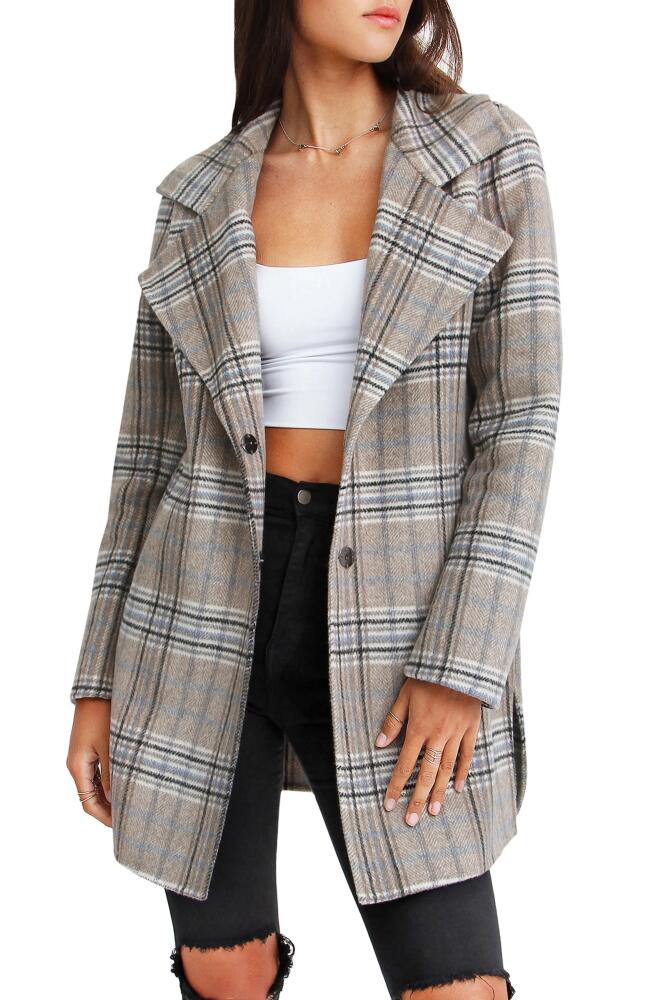 Belle & Bloom Ex-Boyfriend Plaid Wool Blend Coat in Ex-Bf Plaid Oat Cover