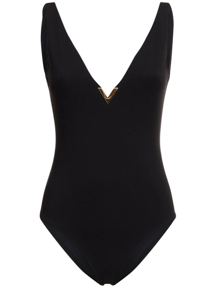 VALENTINO Lycra V-neck Logo One Piece Swimsuit Cover