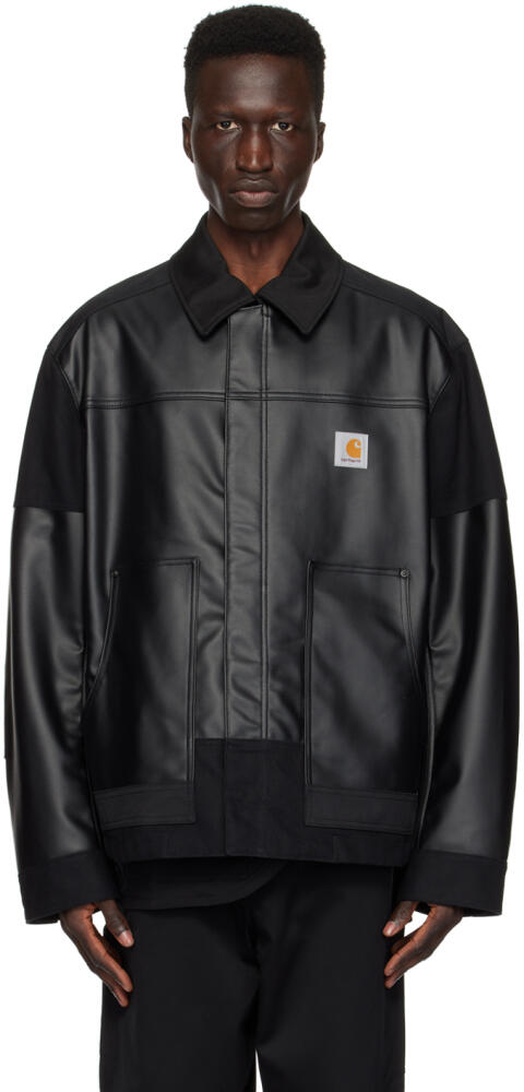 Junya Watanabe Black Carhartt Work In Progress Edition Faux-Leather Jacket Cover