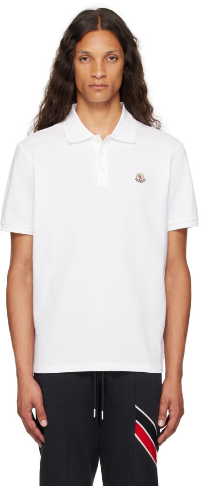 Moncler White Logo Patch Polo Cover