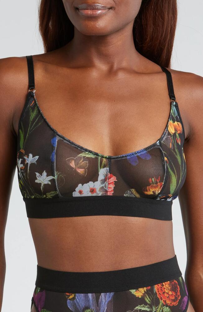 KILO BRAVA Scoop Neck Mesh Bralette in Botanical Garden Cover