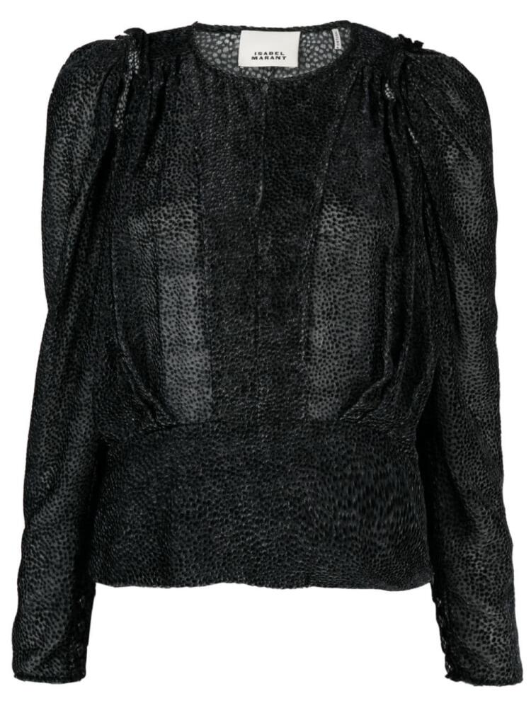 ISABEL MARANT Zarga spotted velvet blouse - Black Cover