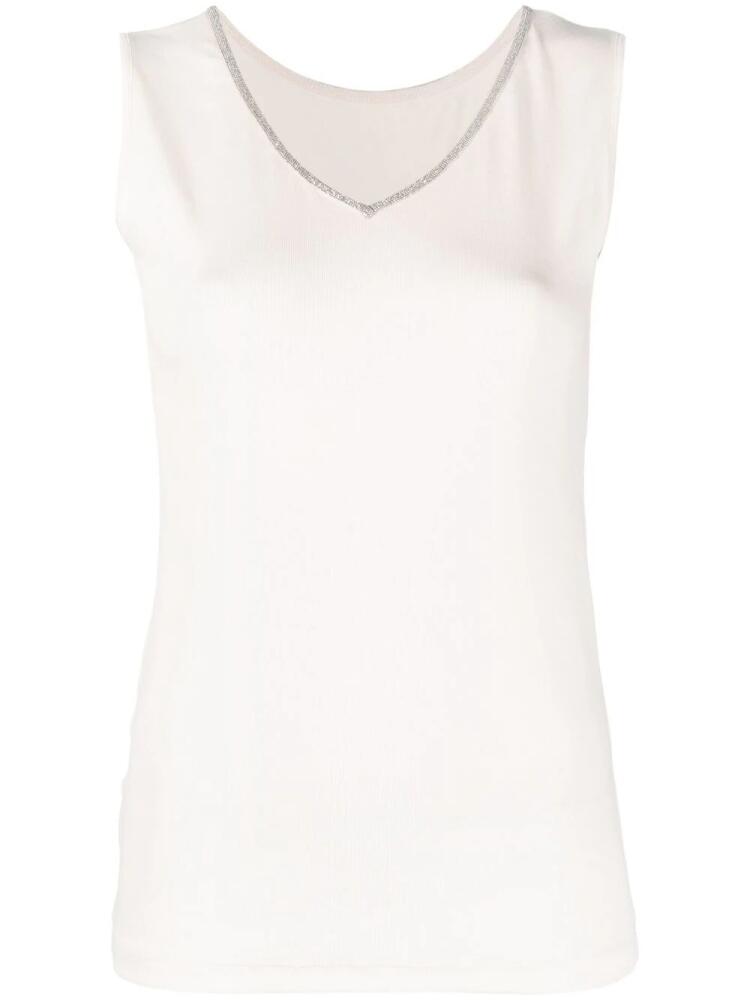 Fabiana Filippi bead-embellished V-neck tank top - Neutrals Cover