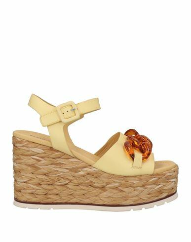 Elvio Zanon Woman Espadrilles Light yellow Soft Leather Cover