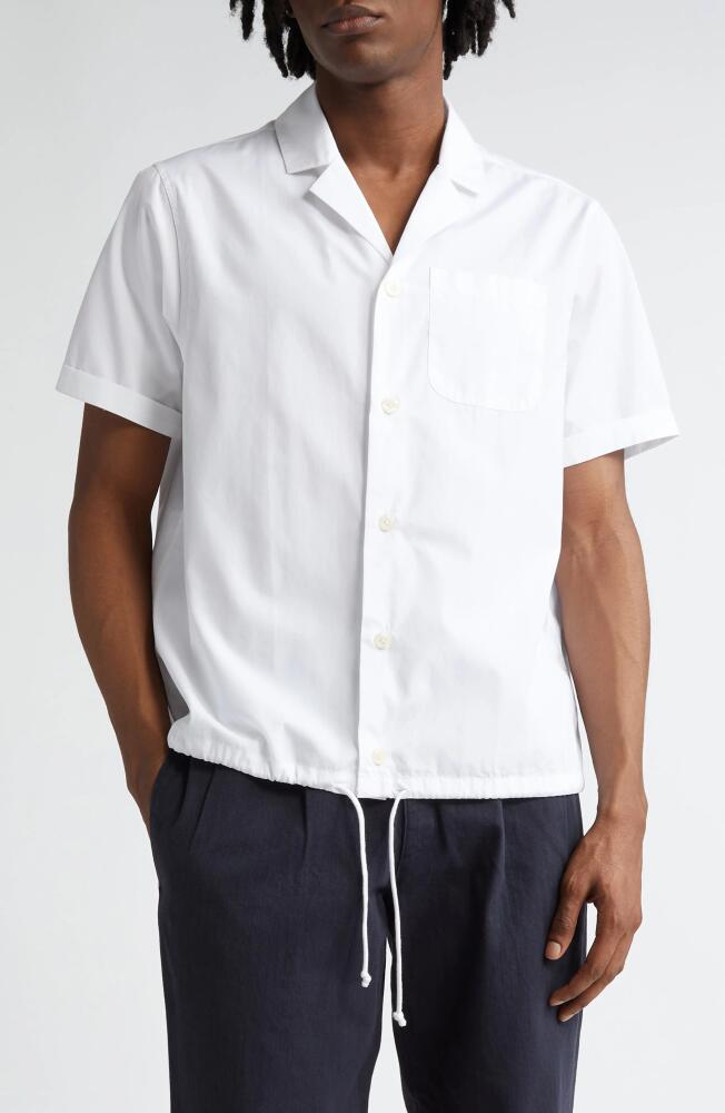 Noah Short Sleeve Cotton Button-Up Camp Shirt in White Cover