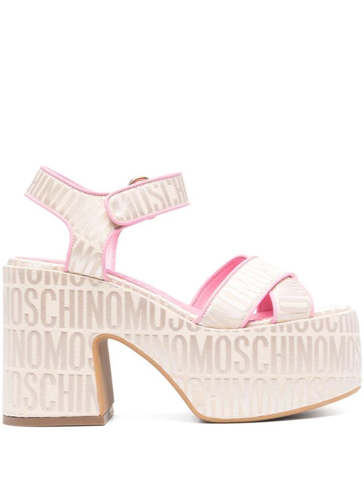 Moschino 110mm logo-jacquard platform sandals - Neutrals Cover