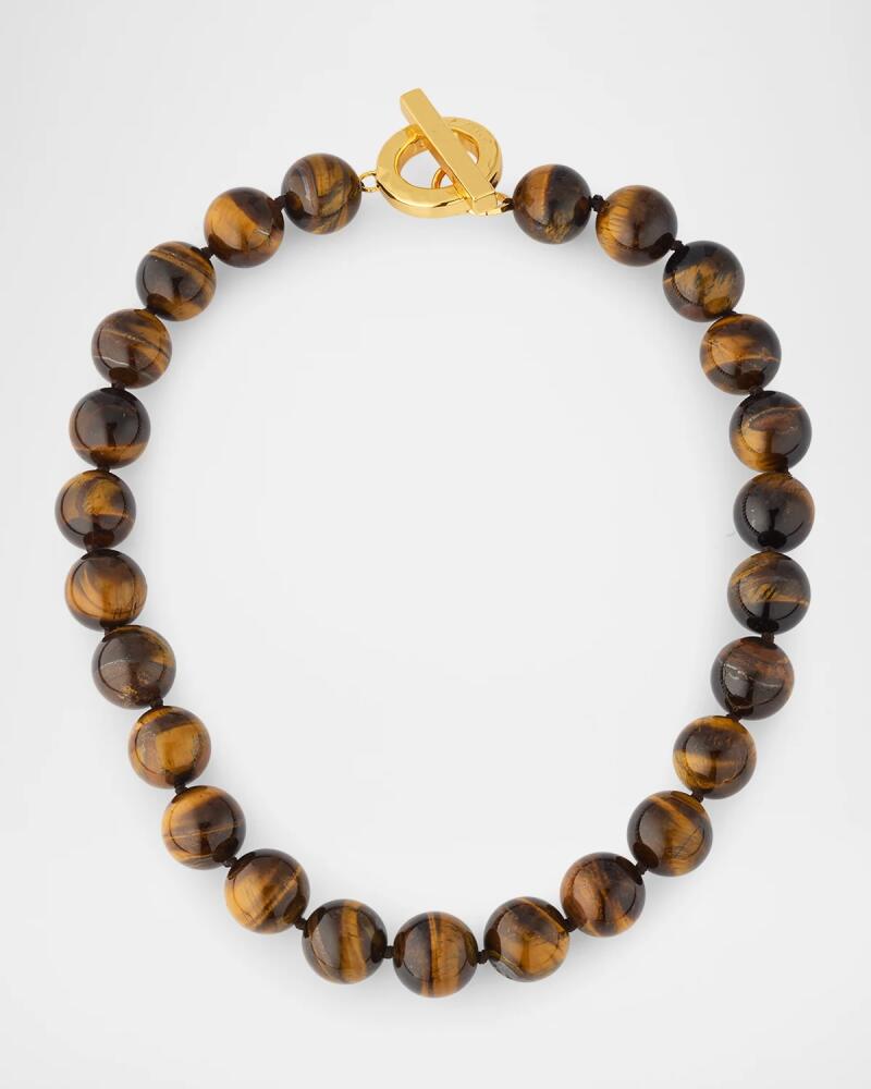 NEST Jewelry Tiger's Eye Statement Necklace with Toggle Cover