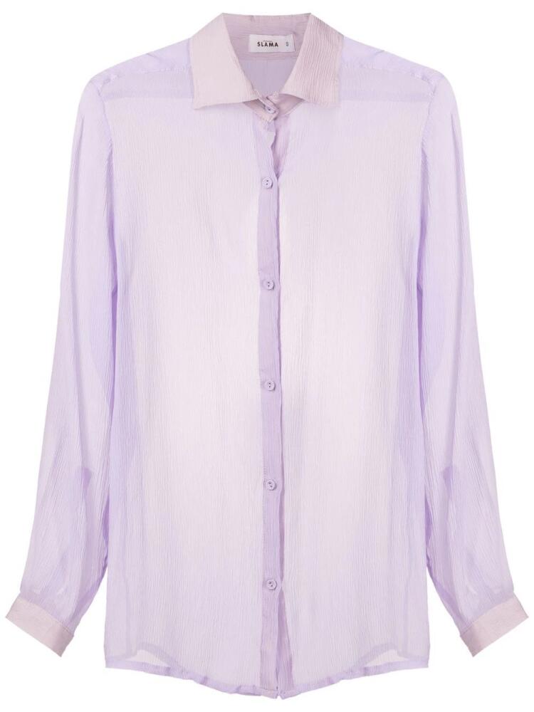 Amir Slama sheer crinkled silk shirt - Purple Cover