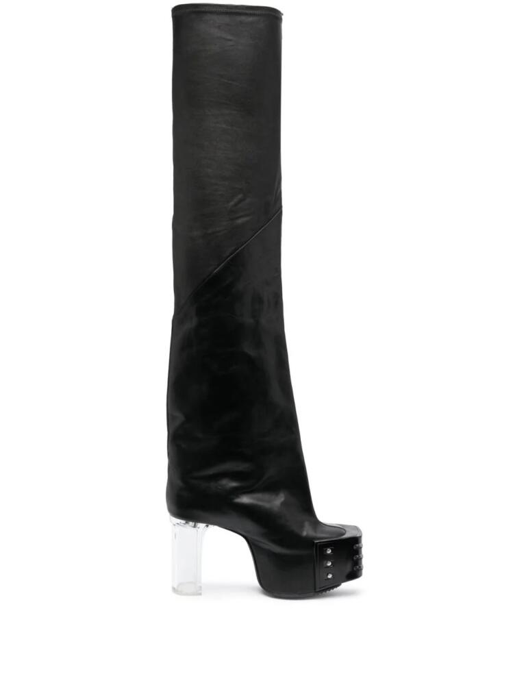 Rick Owens flared platform leather boots - Black Cover